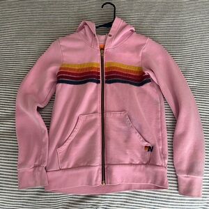 Aviator Nation Pink and Red Retro Stripe Hoodie